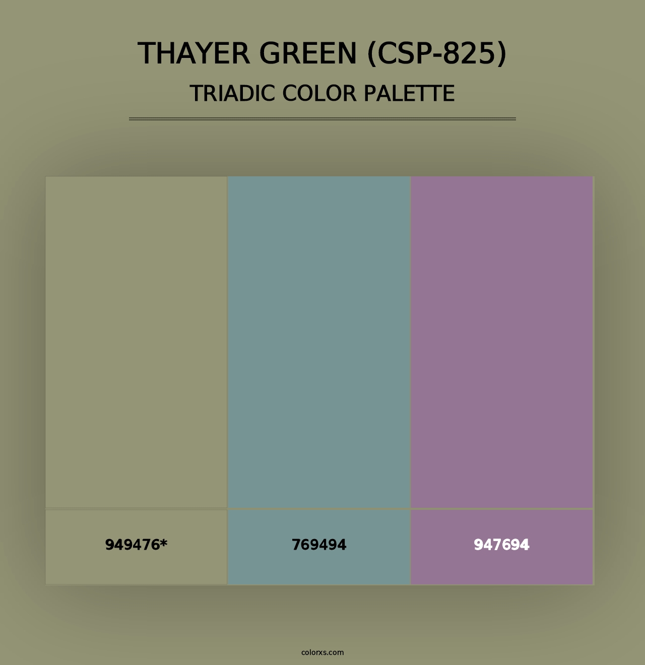 Thayer Green (CSP-825) - Triadic Color Palette