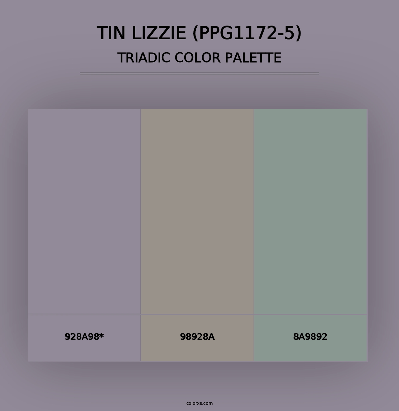 Tin Lizzie (PPG1172-5) - Triadic Color Palette