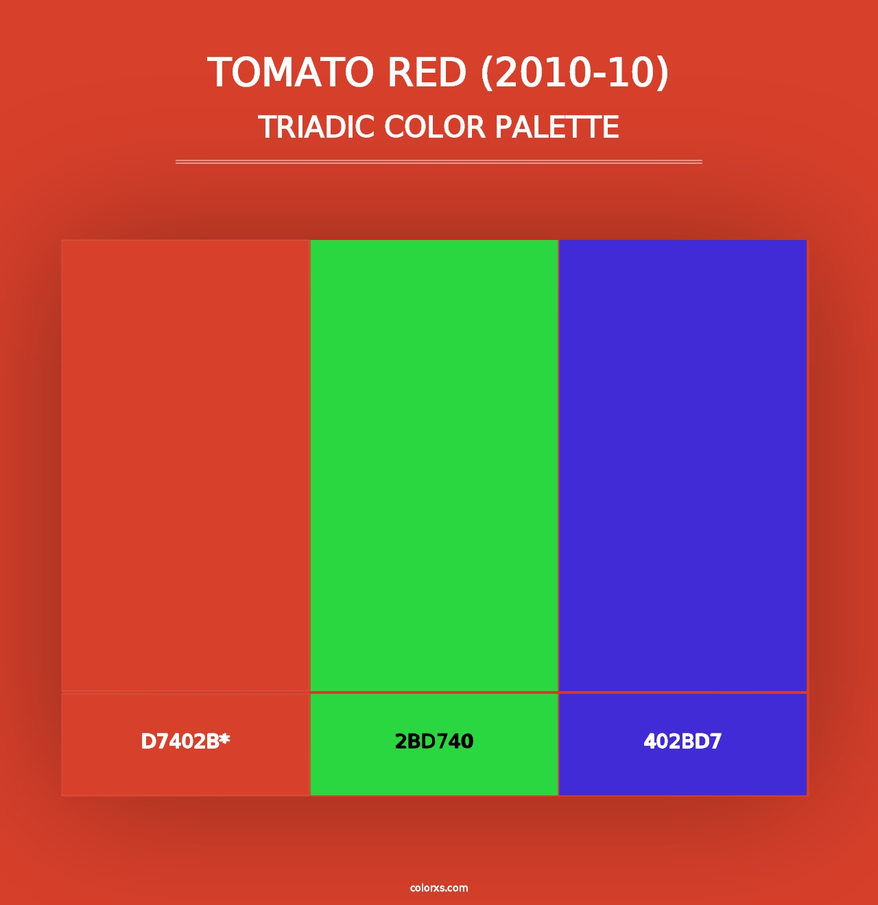 Tomato Red (2010-10) - Triadic Color Palette