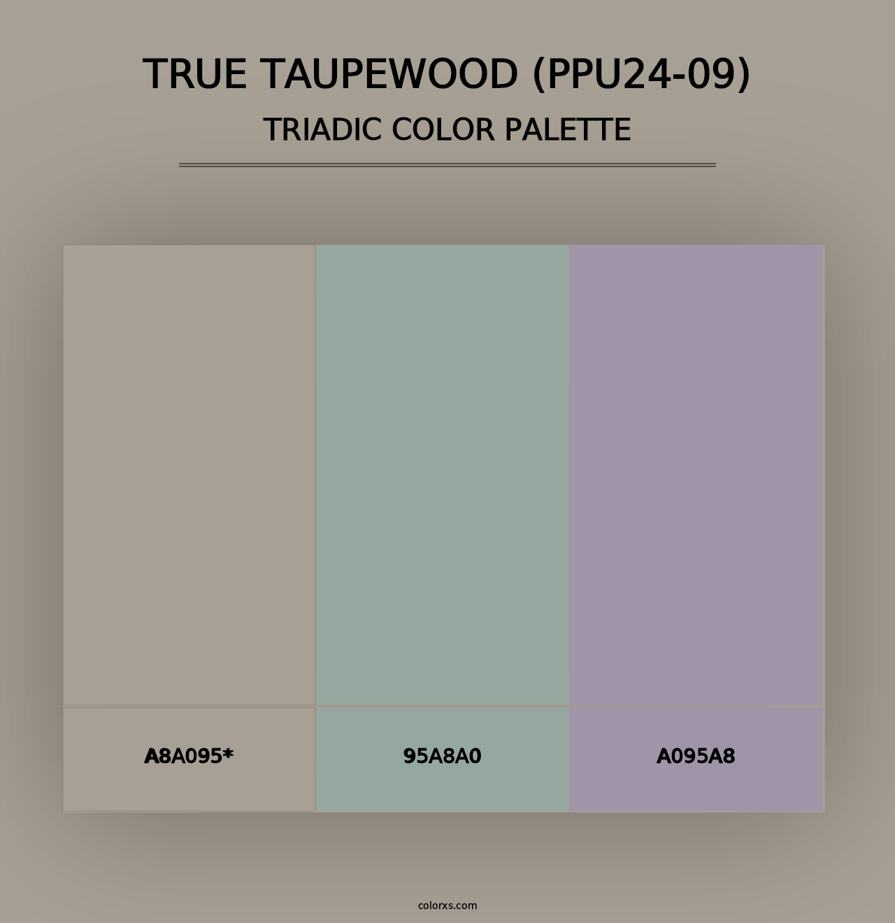 True Taupewood (PPU24-09) - Triadic Color Palette