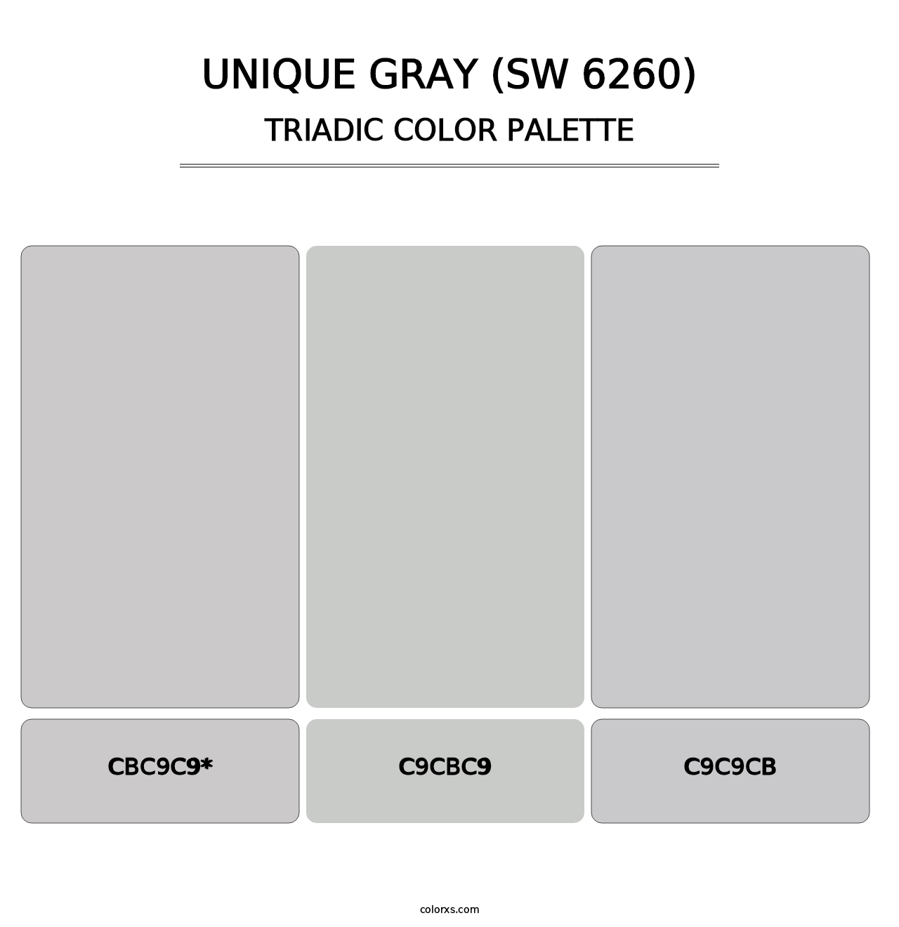 Unique Gray (SW 6260) - Triadic Color Palette