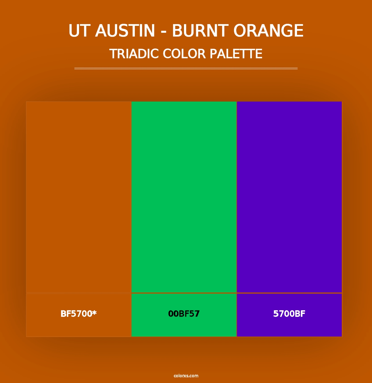 UT Austin - Burnt Orange - Triadic Color Palette