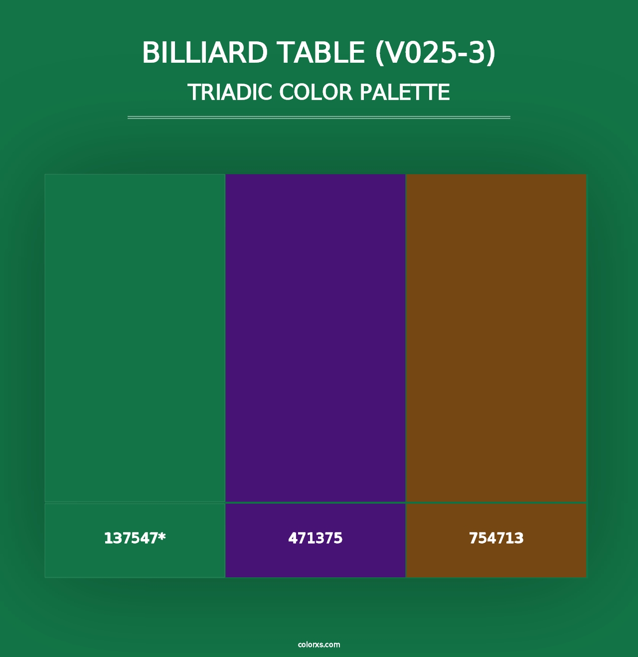 Billiard Table (V025-3) - Triadic Color Palette