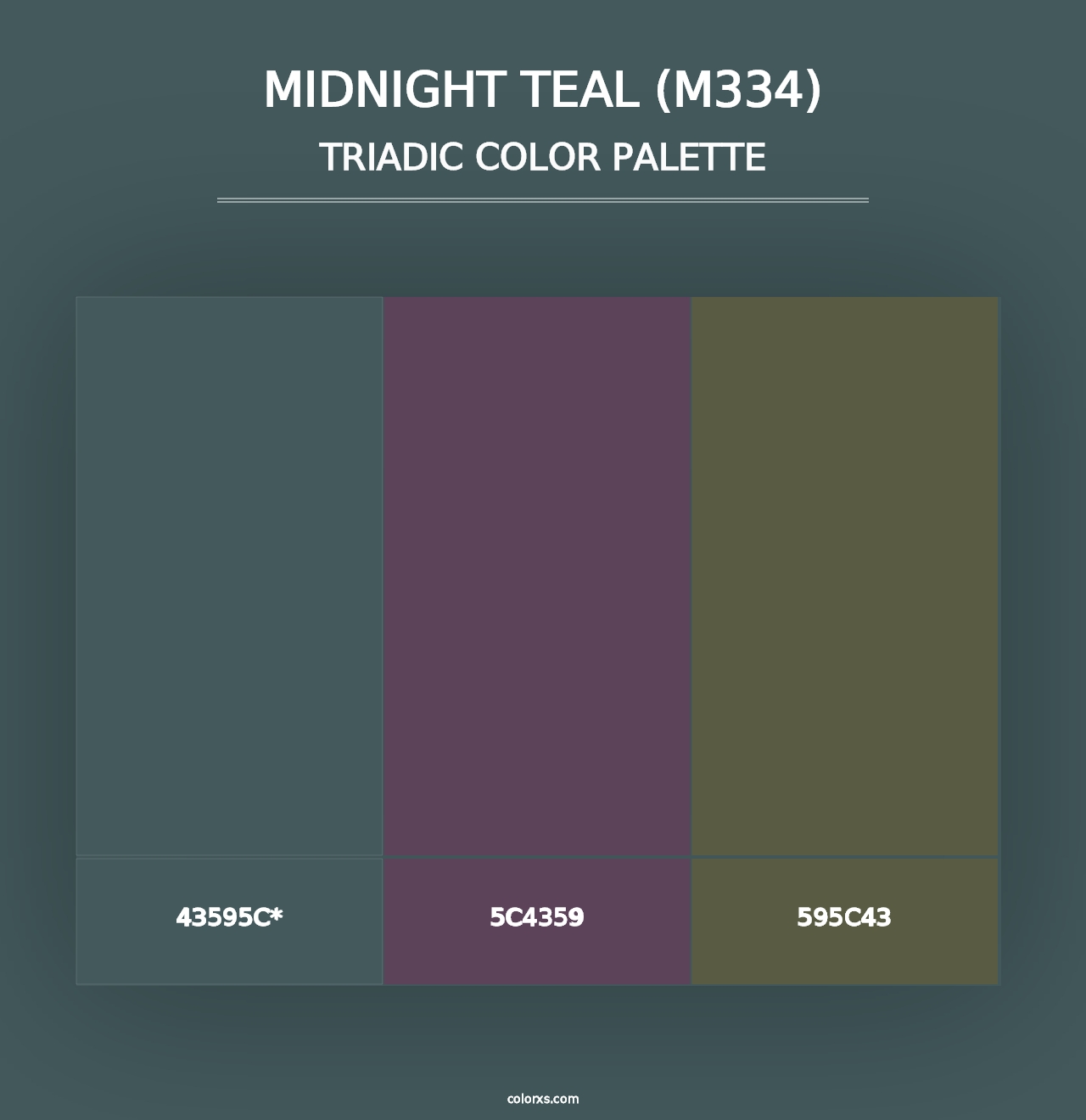 Midnight Teal (M334) - Triadic Color Palette