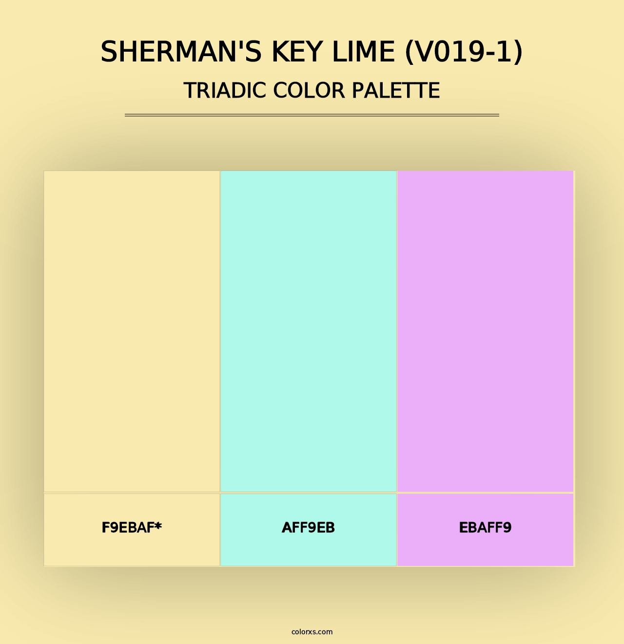 Sherman's Key Lime (V019-1) - Triadic Color Palette