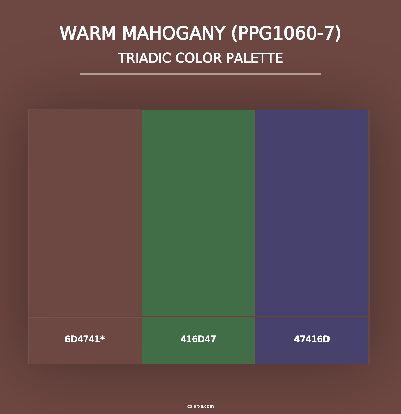 Warm Mahogany (PPG1060-7) - Triadic Color Palette