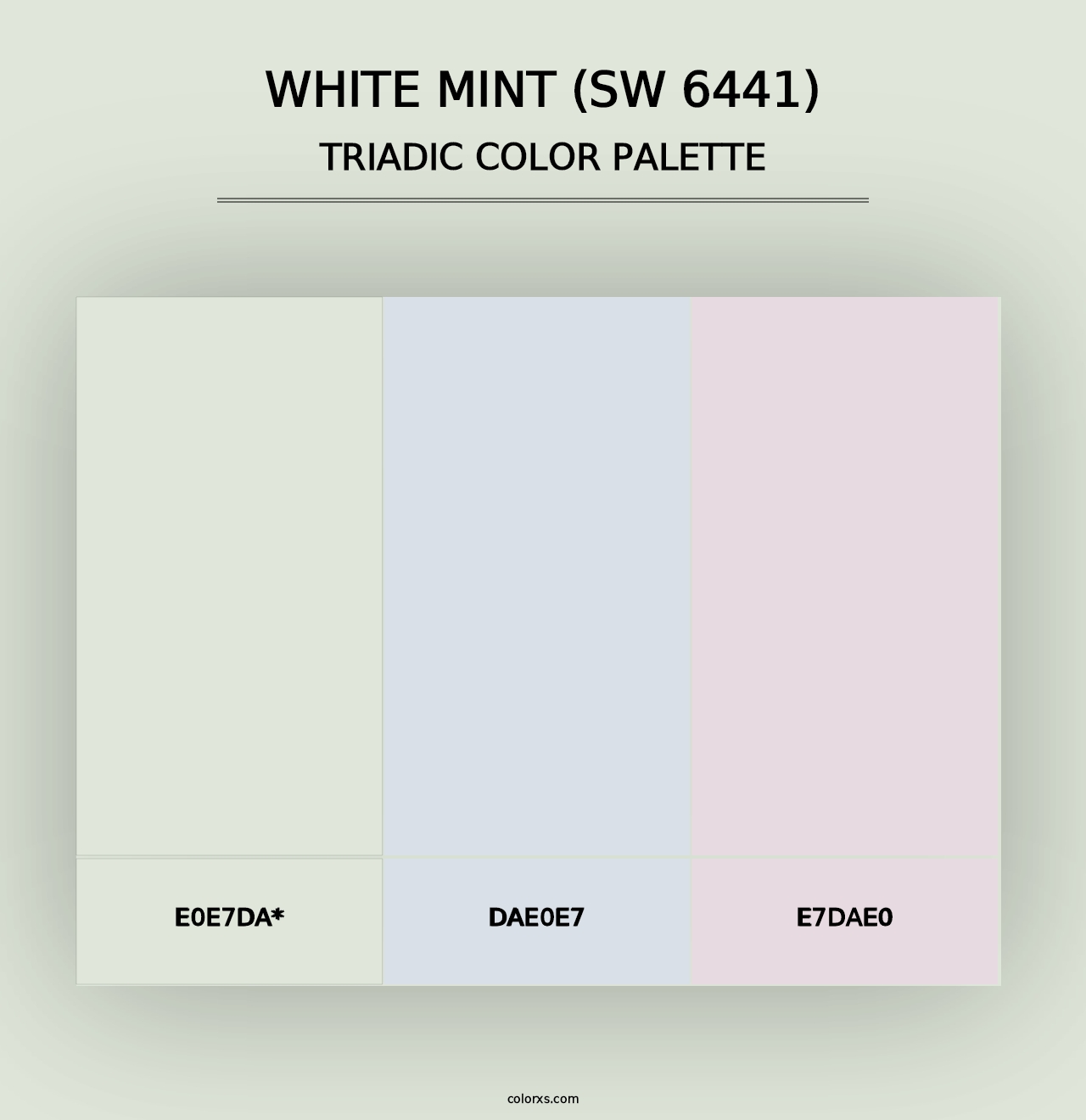 White Mint (SW 6441) - Triadic Color Palette