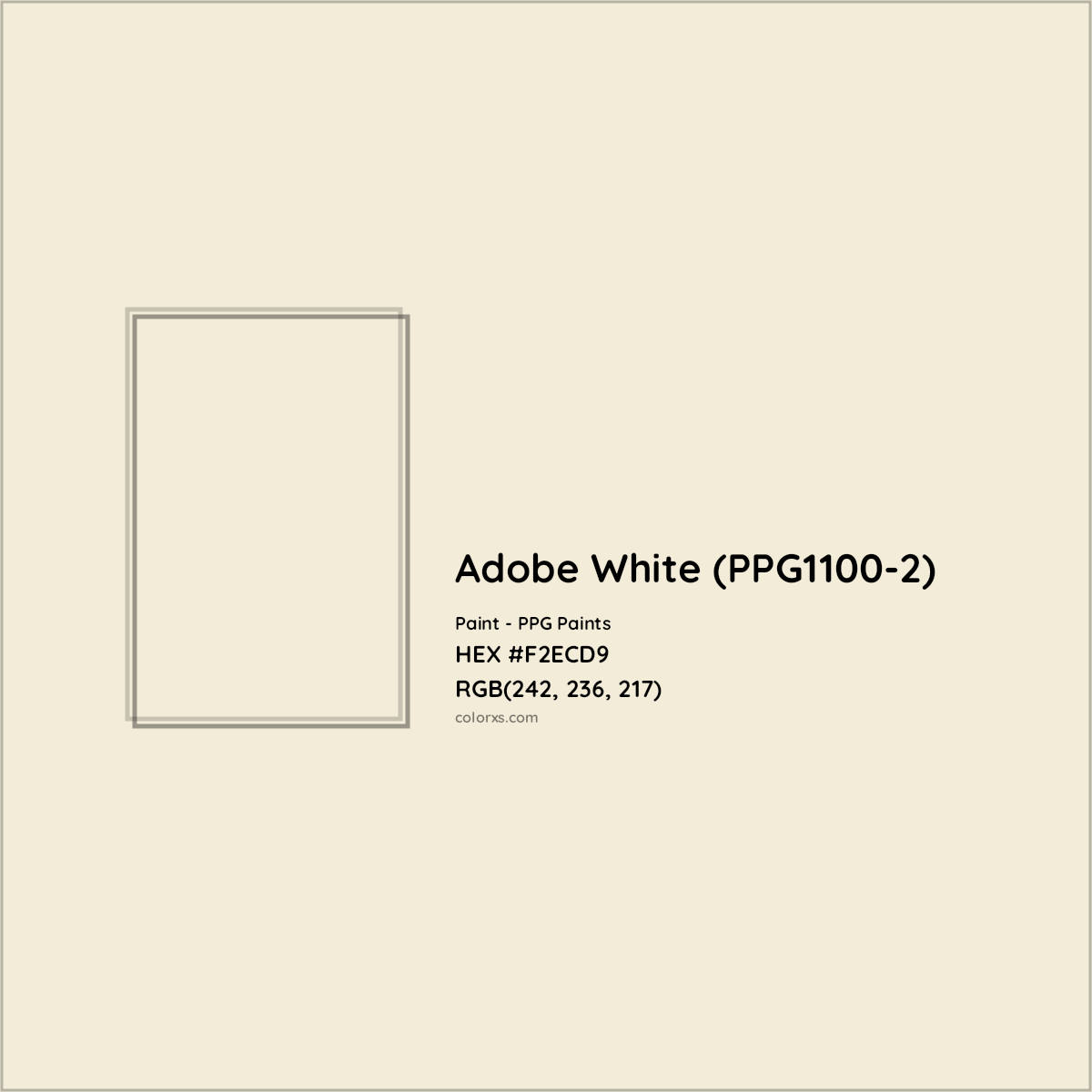 HEX #F2ECD9 Adobe White (PPG1100-2) Paint PPG Paints - Color Code