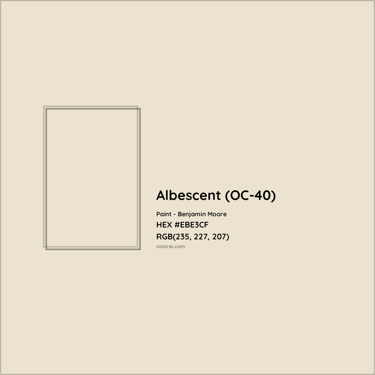 HEX #EBE3CF Albescent (OC-40) Paint Benjamin Moore - Color Code