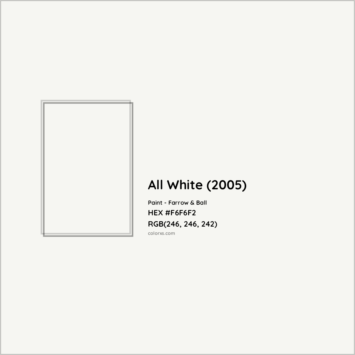 HEX #F6F6F2 All White (2005) Paint Farrow & Ball - Color Code