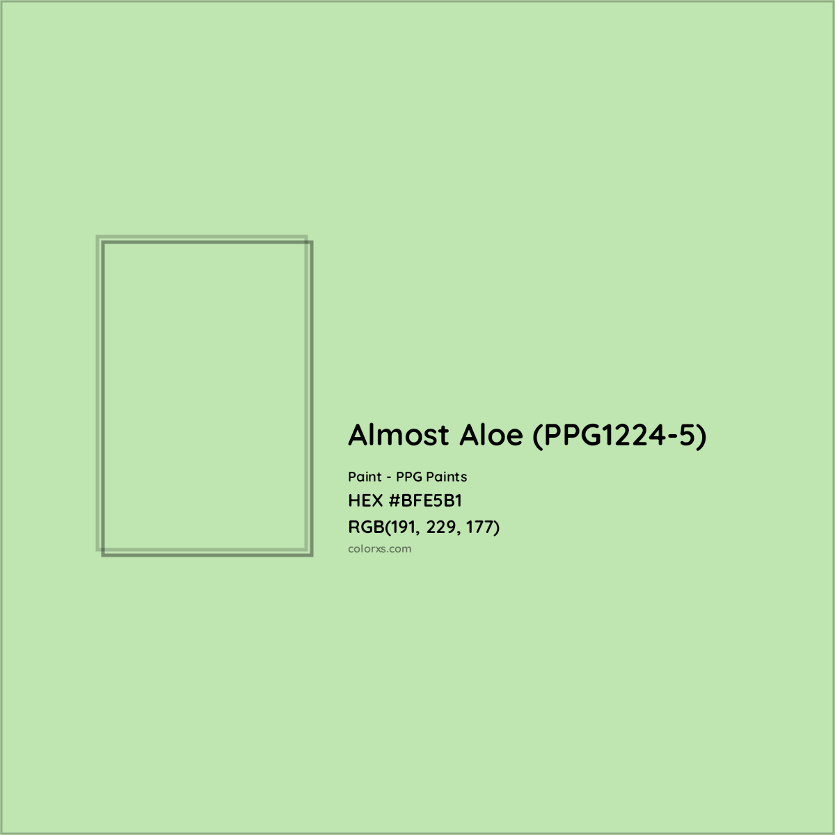 HEX #BFE5B1 Almost Aloe (PPG1224-5) Paint PPG Paints - Color Code