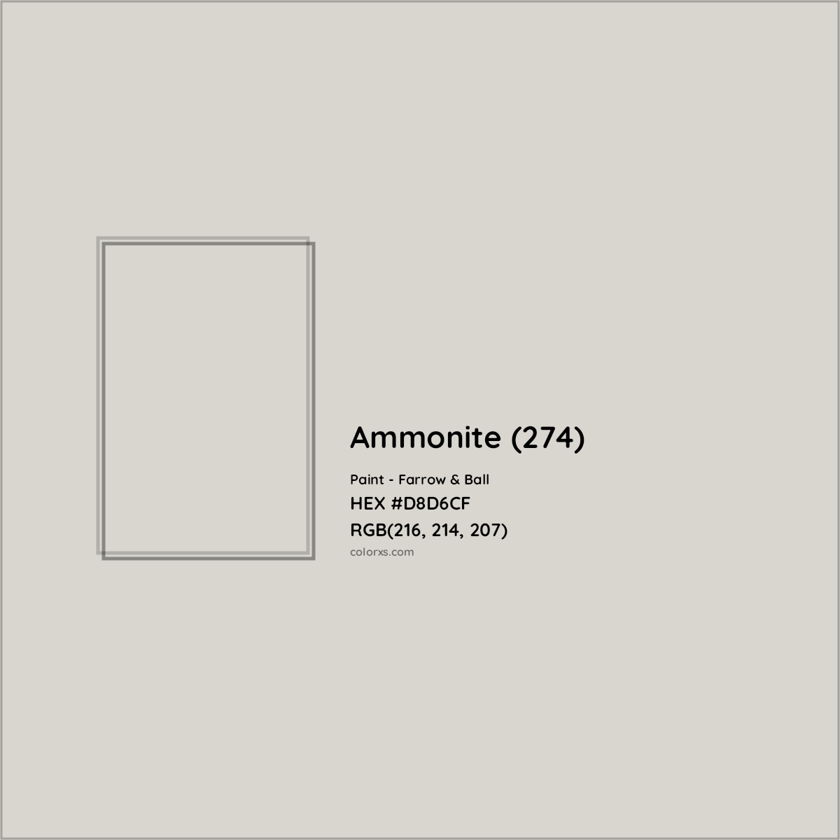 HEX #D8D6CF Ammonite (274) Paint Farrow & Ball - Color Code