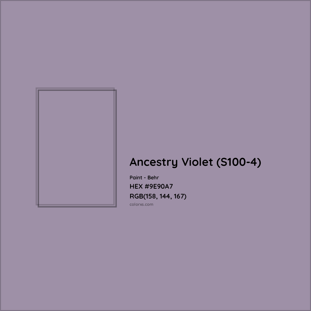 HEX #9E90A7 Ancestry Violet (S100-4) Paint Behr - Color Code