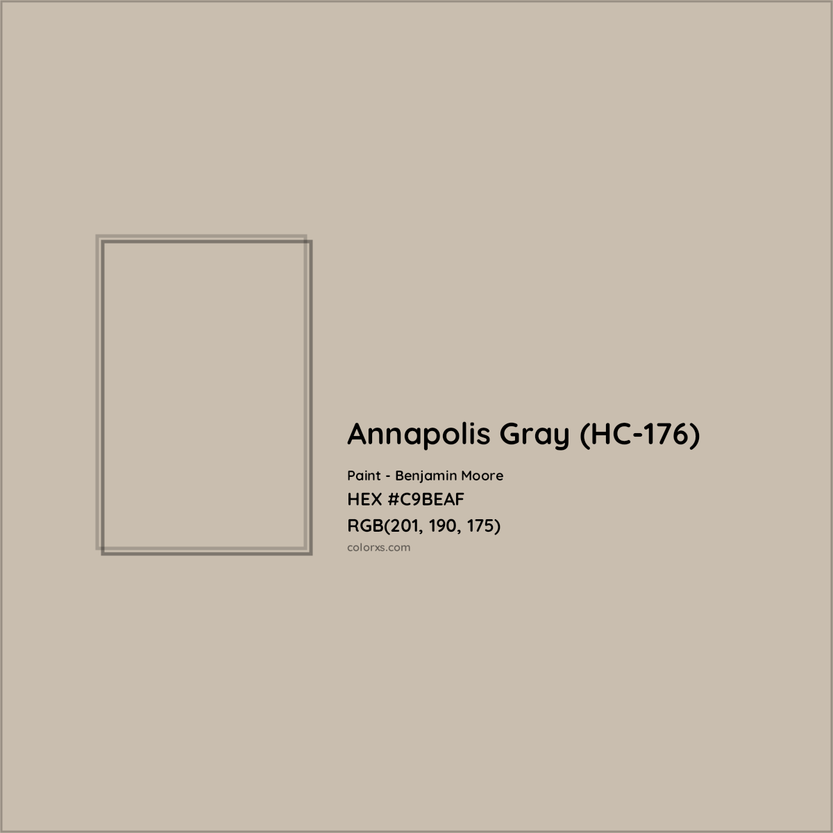 HEX #C9BEAF Annapolis Gray (HC-176) Paint Benjamin Moore - Color Code