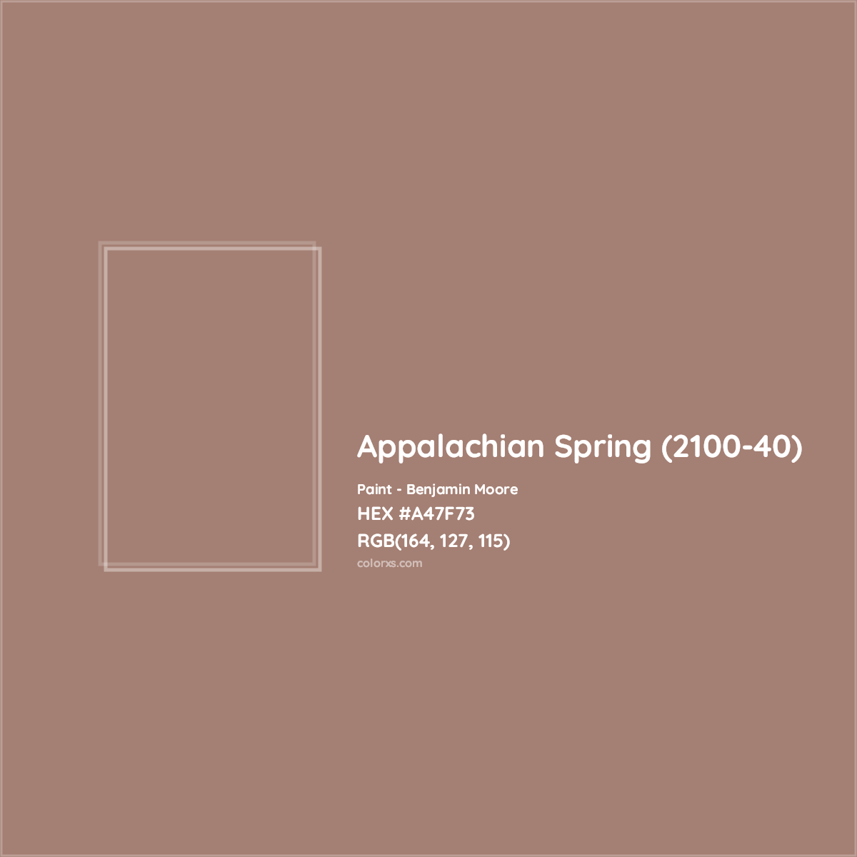 HEX #A47F73 Appalachian Spring (2100-40) Paint Benjamin Moore - Color Code
