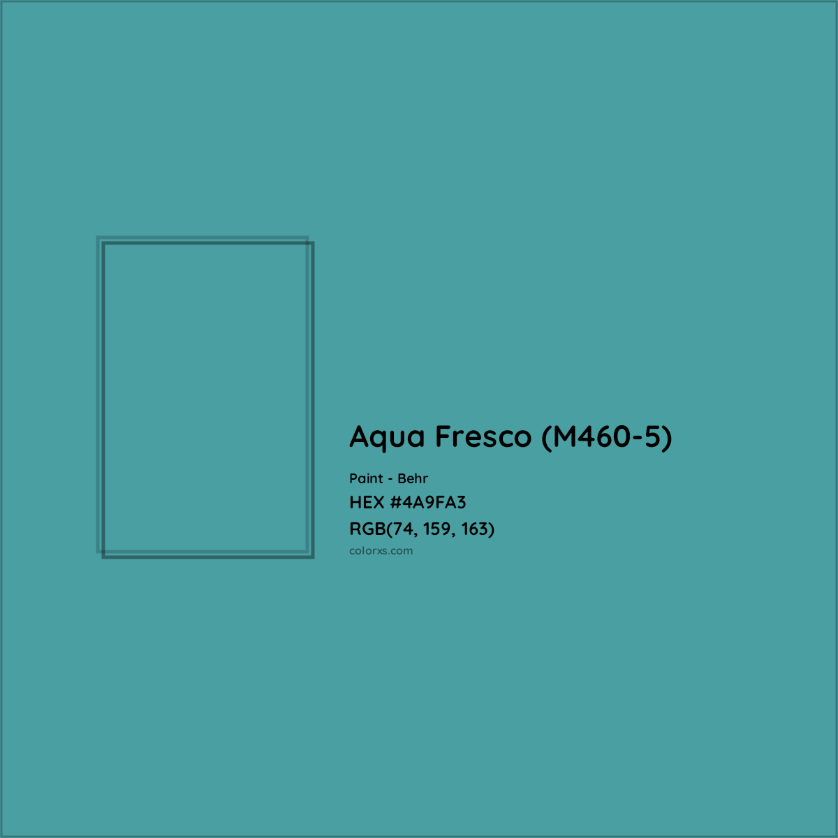HEX #4A9FA3 Aqua Fresco (M460-5) Paint Behr - Color Code
