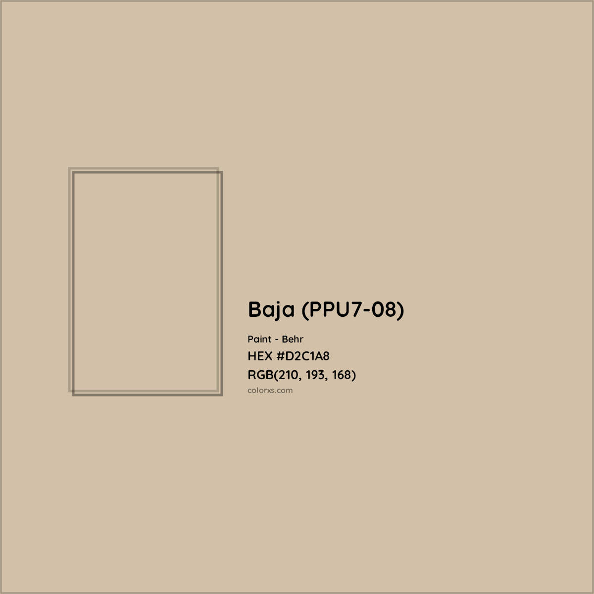 HEX #D2C1A8 Baja (PPU7-08) Paint Behr - Color Code
