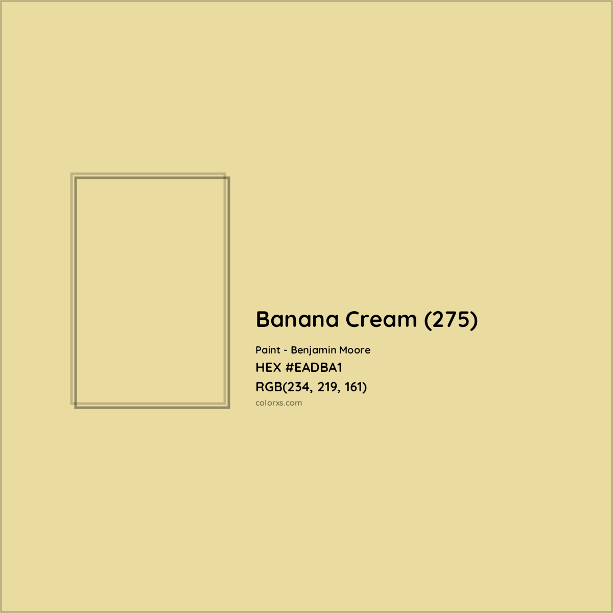 HEX #EADBA1 Banana Cream (275) Paint Benjamin Moore - Color Code