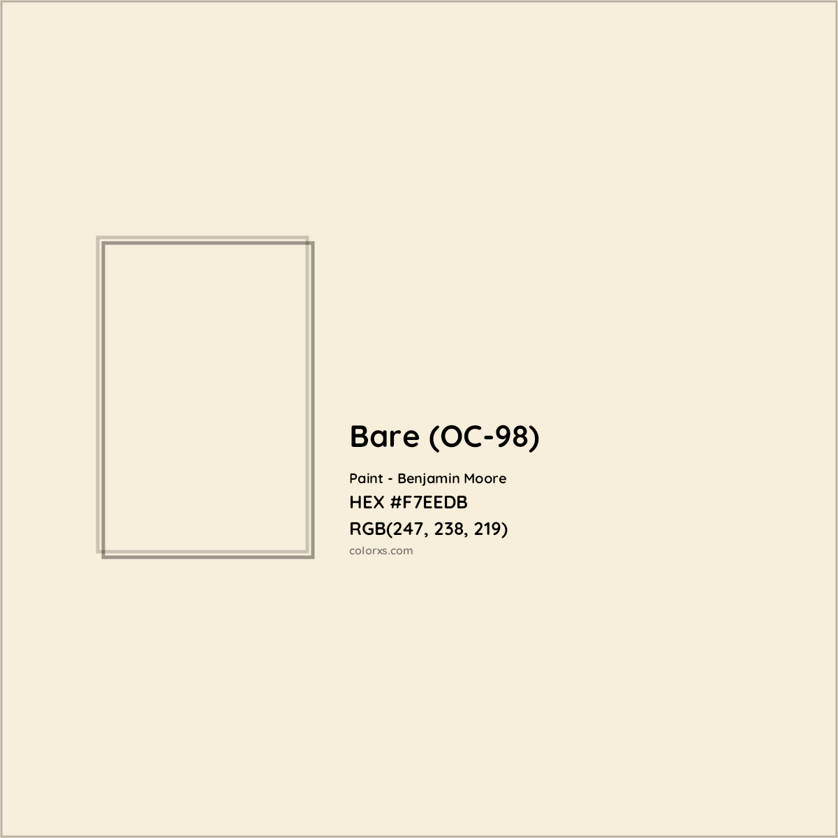 HEX #F7EEDB Bare (OC-98) Paint Benjamin Moore - Color Code