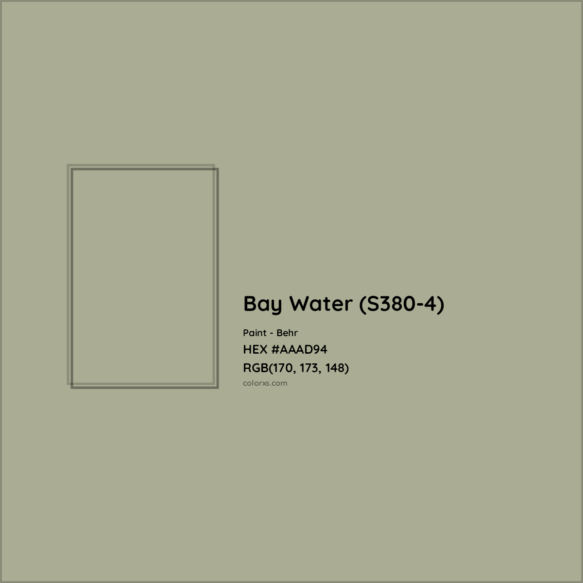 HEX #AAAD94 Bay Water (S380-4) Paint Behr - Color Code