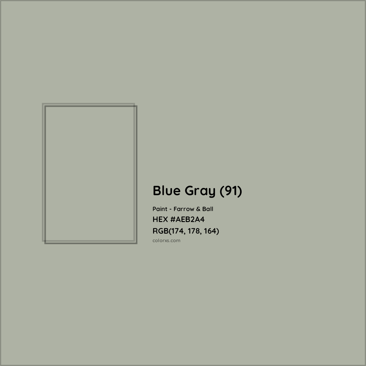 HEX #AEB2A4 Blue Gray (91) Paint Farrow & Ball - Color Code