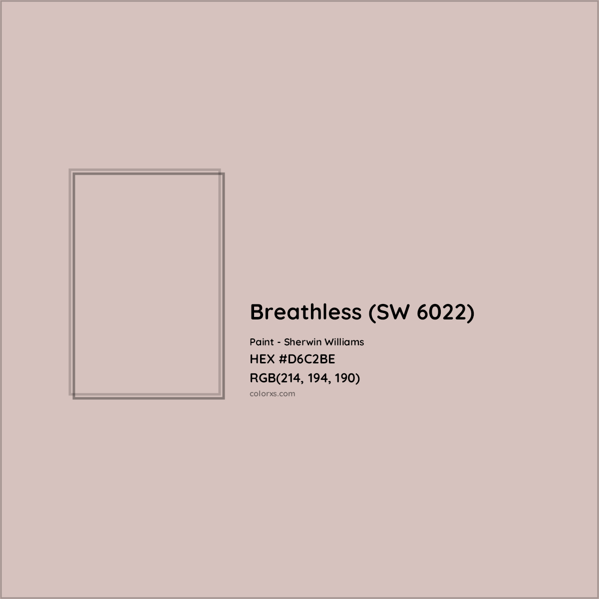 HEX #D6C2BE Breathless (SW 6022) Paint Sherwin Williams - Color Code