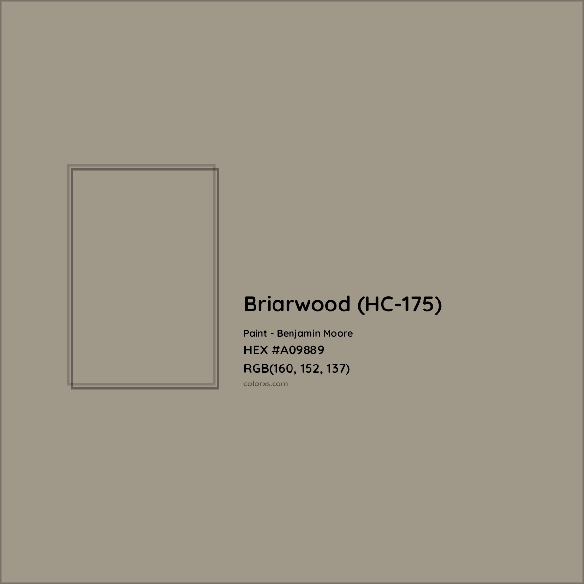 HEX #A09889 Briarwood (HC-175) Paint Benjamin Moore - Color Code