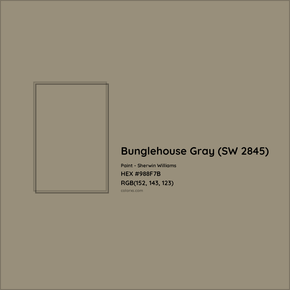 HEX #988F7B Bunglehouse Gray (SW 2845) Paint Sherwin Williams - Color Code