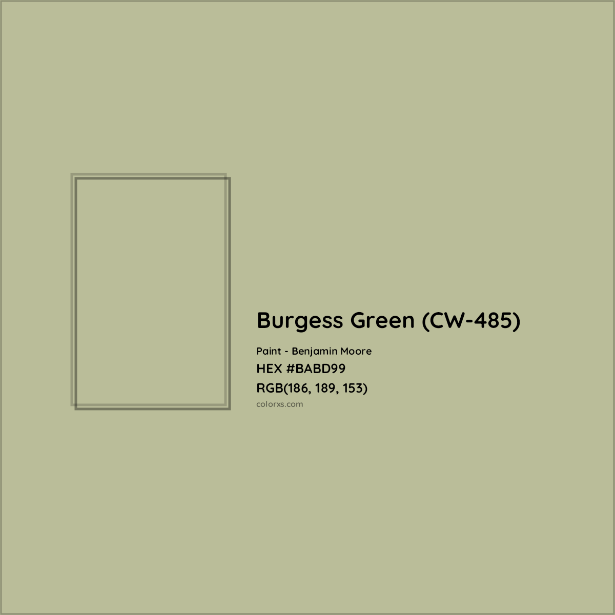 HEX #BABD99 Burgess Green (CW-485) Paint Benjamin Moore - Color Code