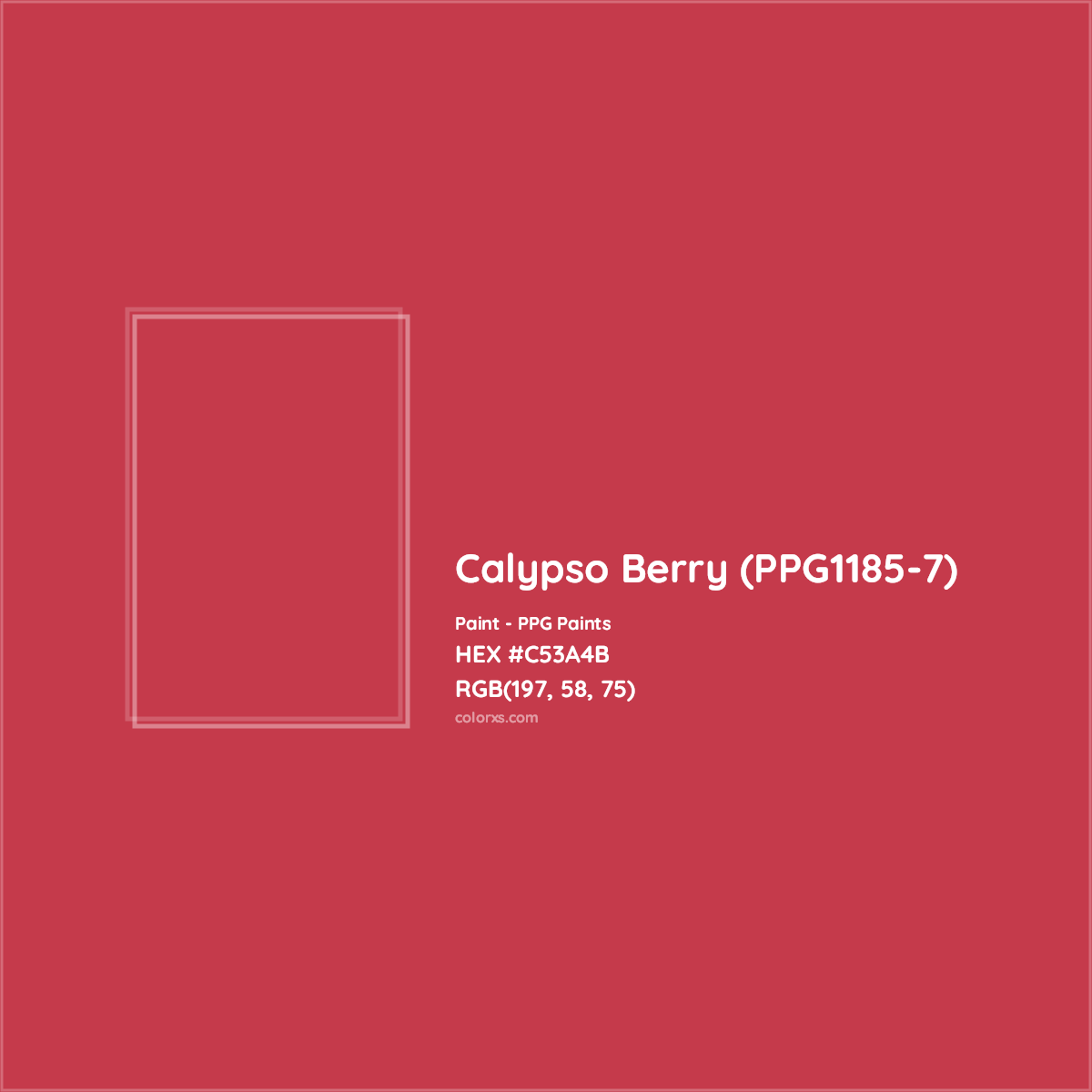 HEX #C53A4B Calypso Berry (PPG1185-7) Paint PPG Paints - Color Code