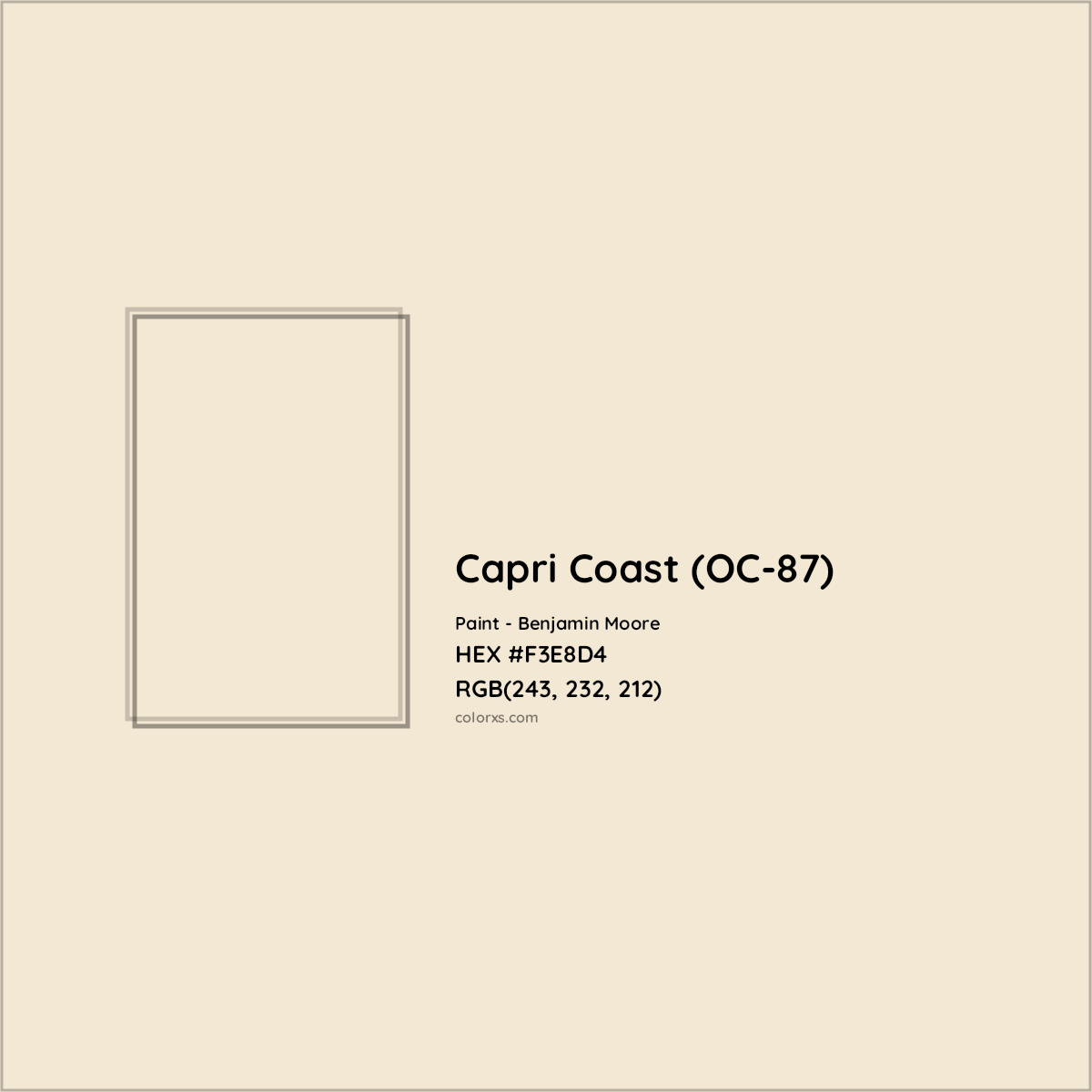 HEX #F3E8D4 Capri Coast (OC-87) Paint Benjamin Moore - Color Code