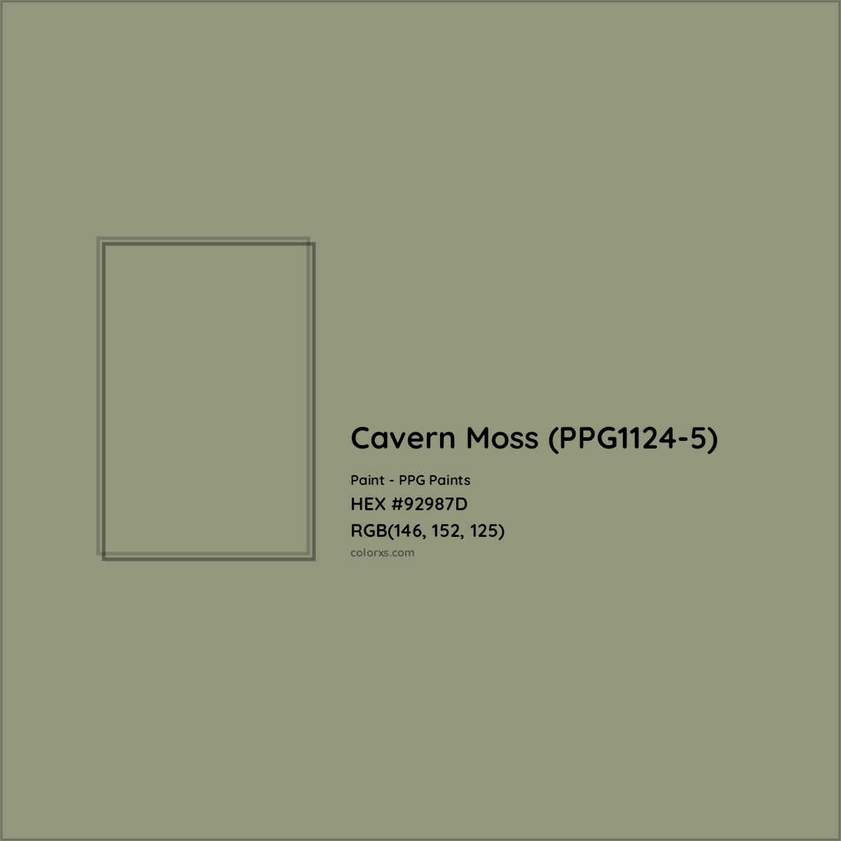 HEX #92987D Cavern Moss (PPG1124-5) Paint PPG Paints - Color Code