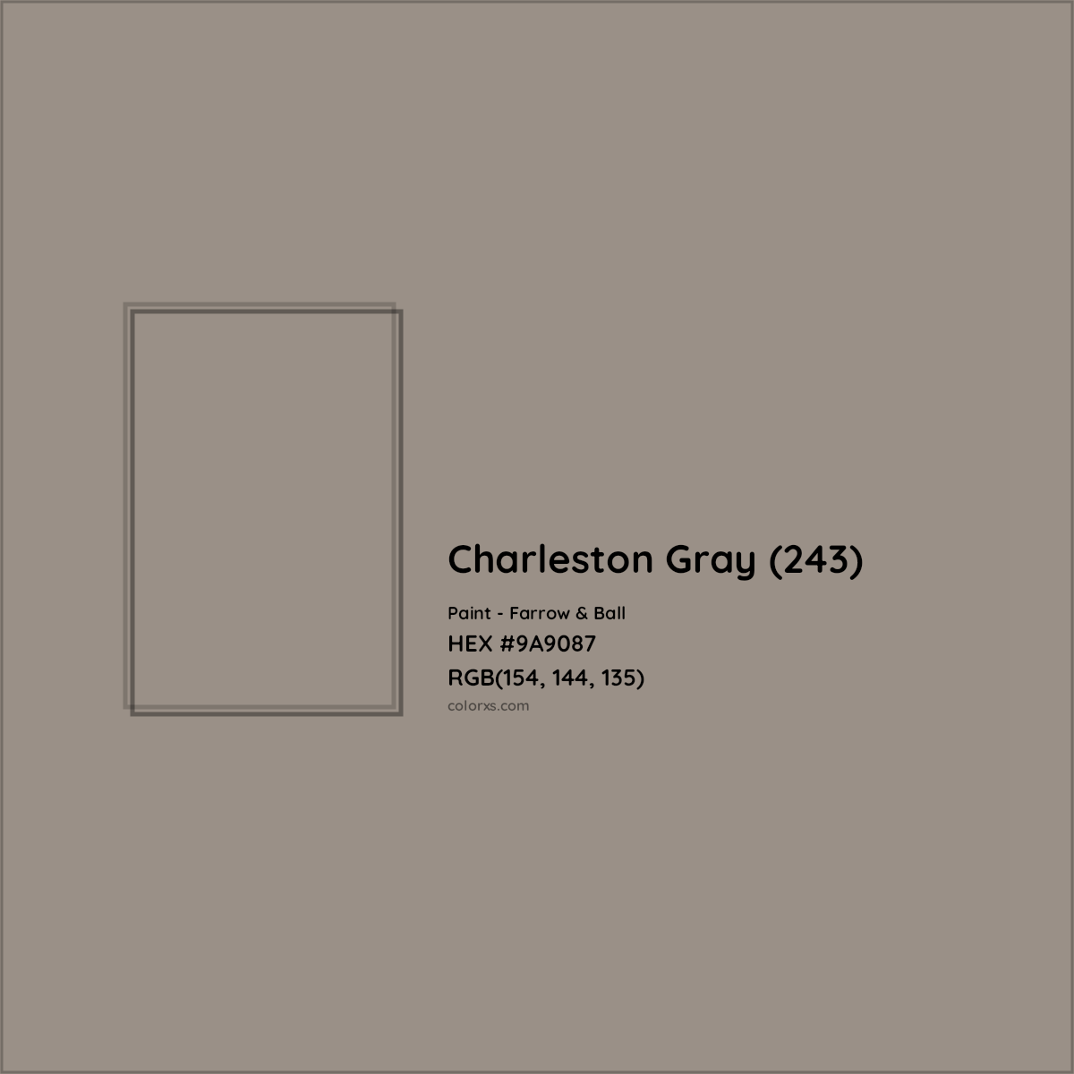 HEX #9A9087 Charleston Gray (243) Paint Farrow & Ball - Color Code