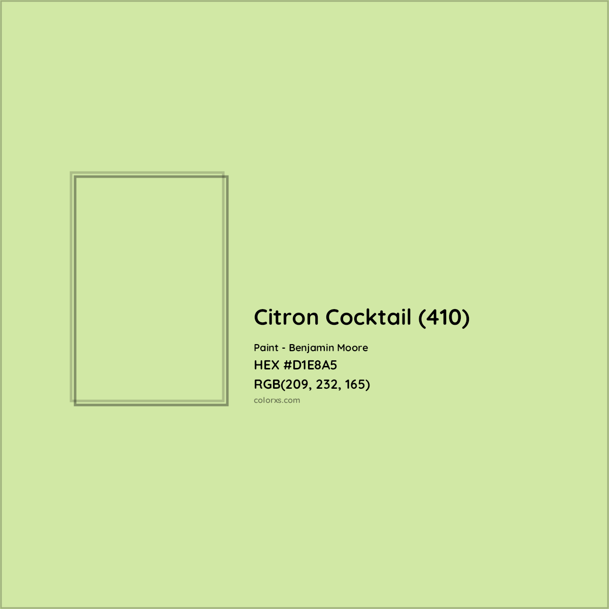 HEX #D1E8A5 Citron Cocktail (410) Paint Benjamin Moore - Color Code
