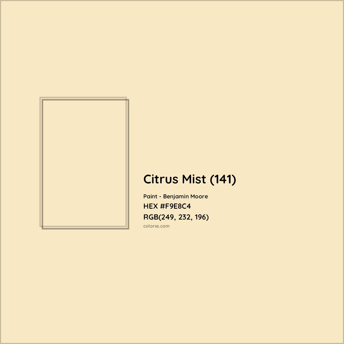 HEX #F9E8C4 Citrus Mist (141) Paint Benjamin Moore - Color Code