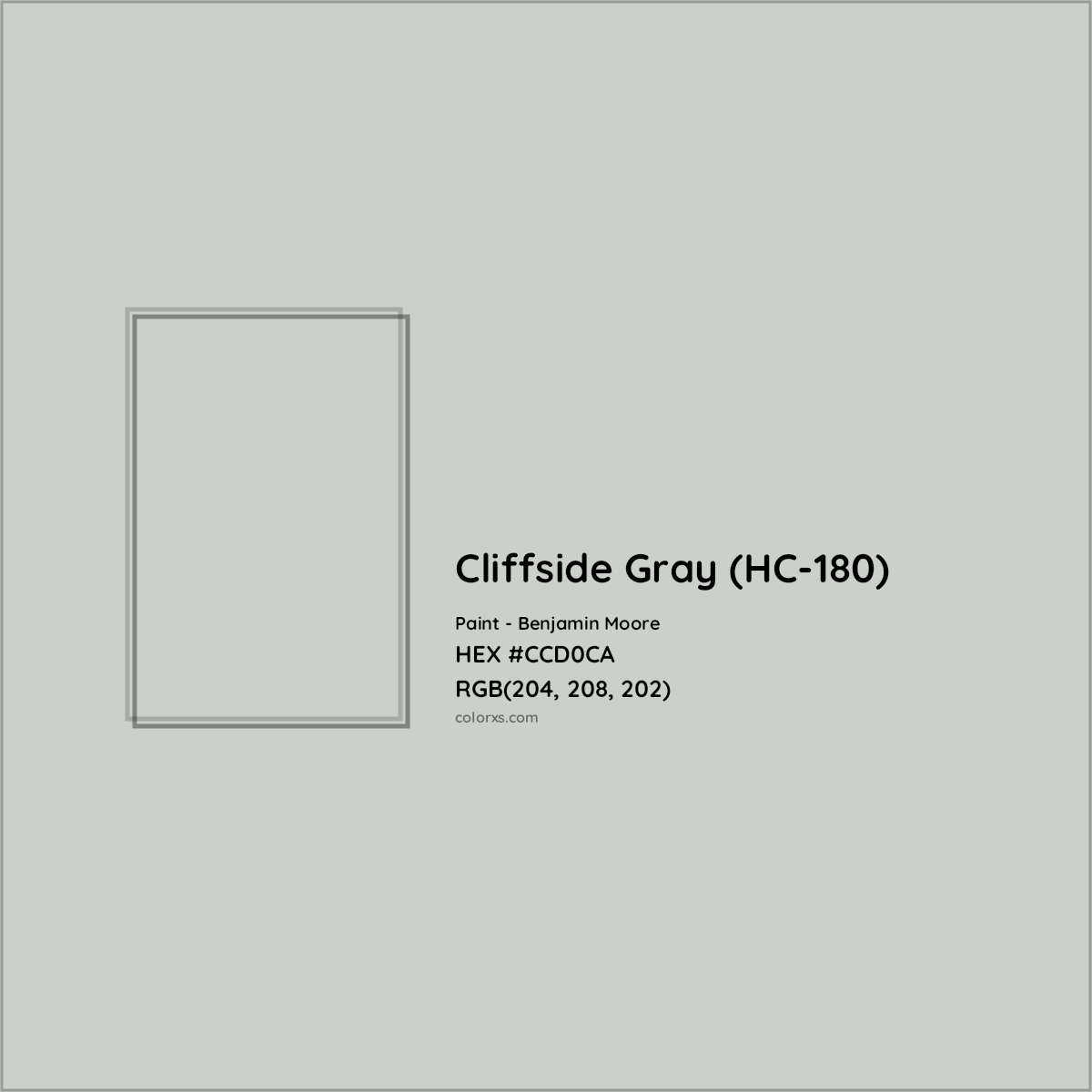 HEX #CCD0CA Cliffside Gray (HC-180) Paint Benjamin Moore - Color Code