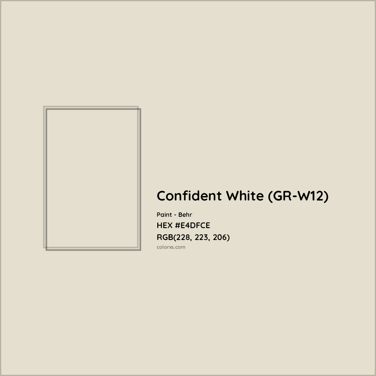 HEX #E4DFCE Confident White (GR-W12) Paint Behr - Color Code