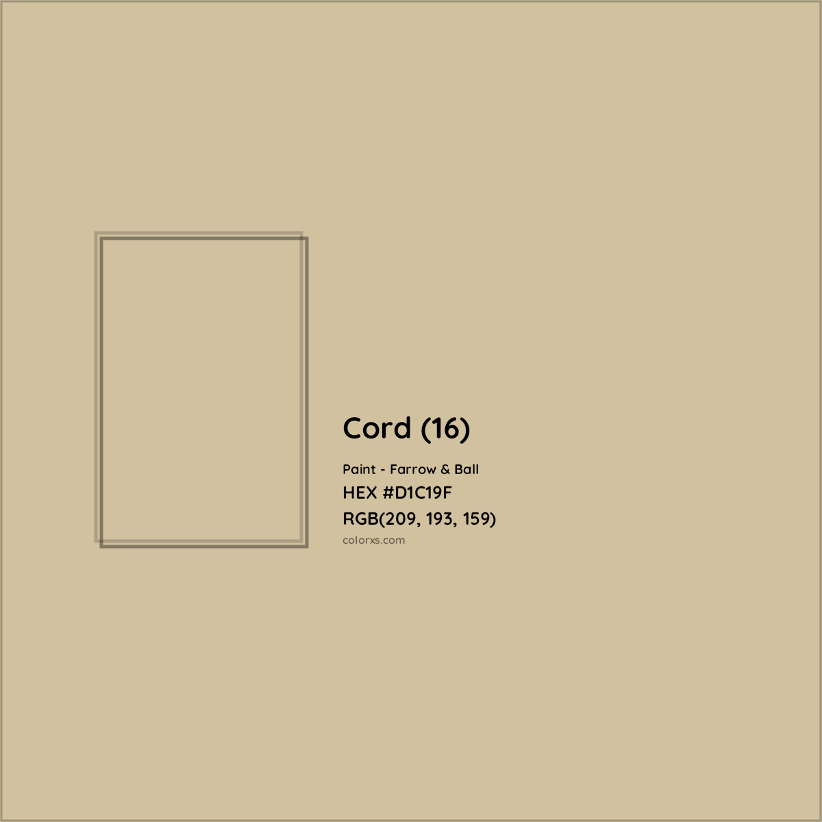 HEX #D1C19F Cord (16) Paint Farrow & Ball - Color Code