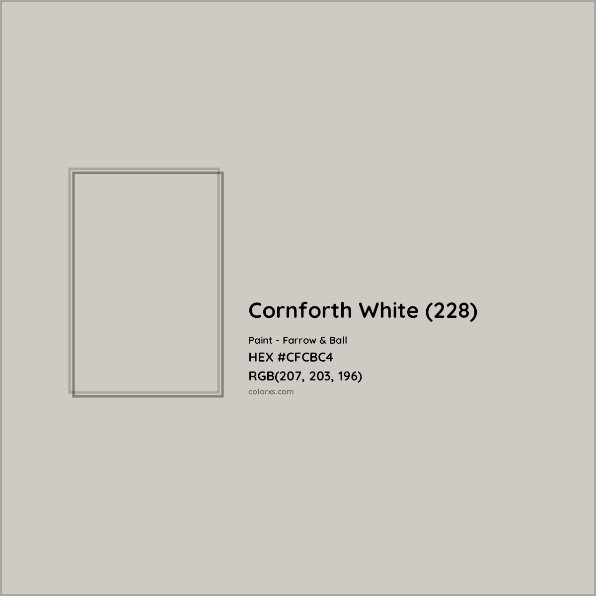 HEX #CFCBC4 Cornforth White (228) Paint Farrow & Ball - Color Code