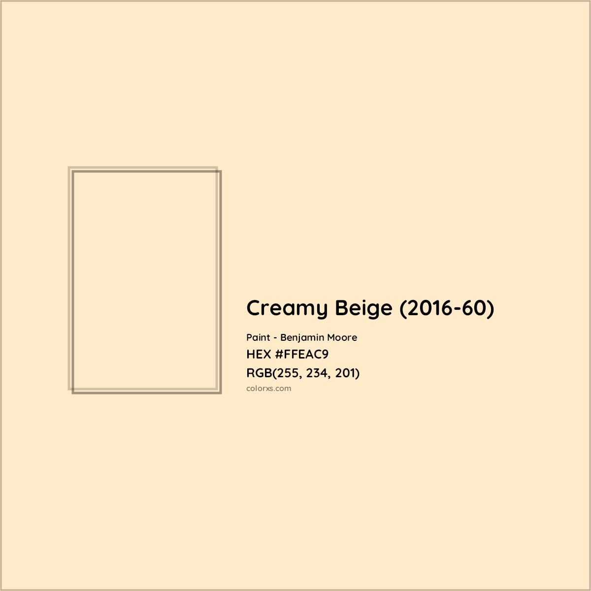 HEX #FFEAC9 Creamy Beige (2016-60) Paint Benjamin Moore - Color Code