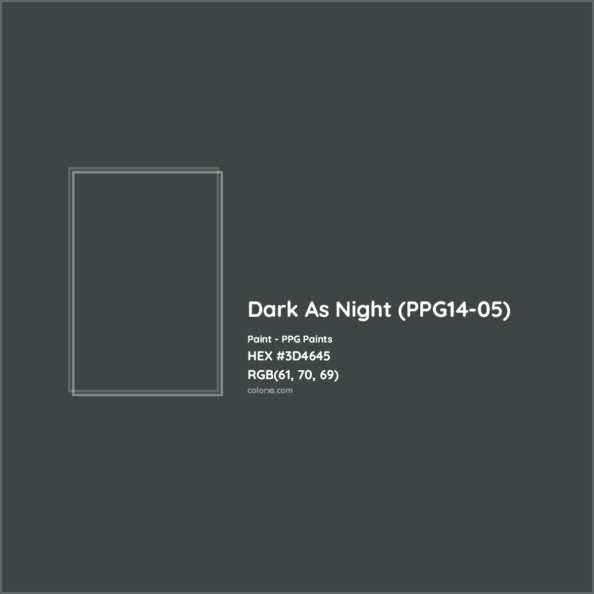 HEX #3D4645 Dark As Night (PPG14-05) Paint PPG Paints - Color Code