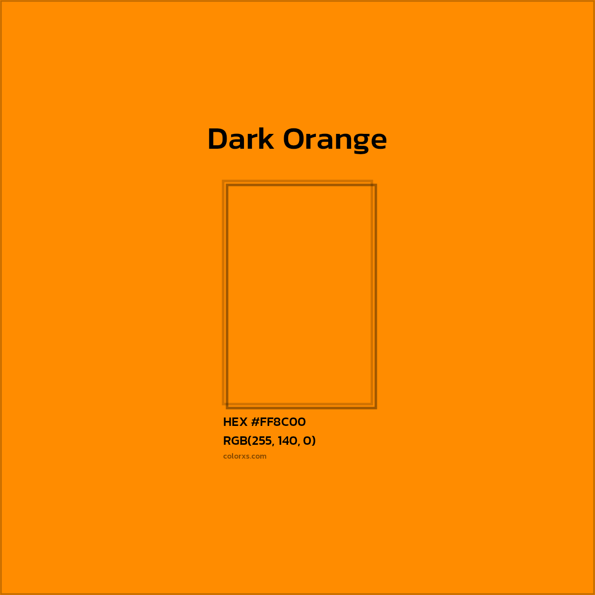 Dark Orange Complementary Or Opposite Color Name And Code FF8C00 