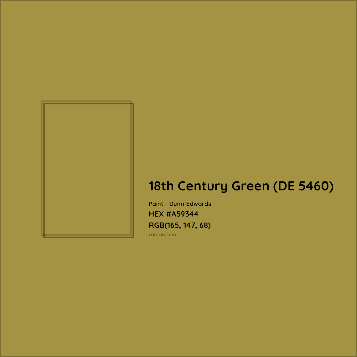 HEX #A59344 18th Century Green (DE 5460) Paint Dunn-Edwards - Color Code