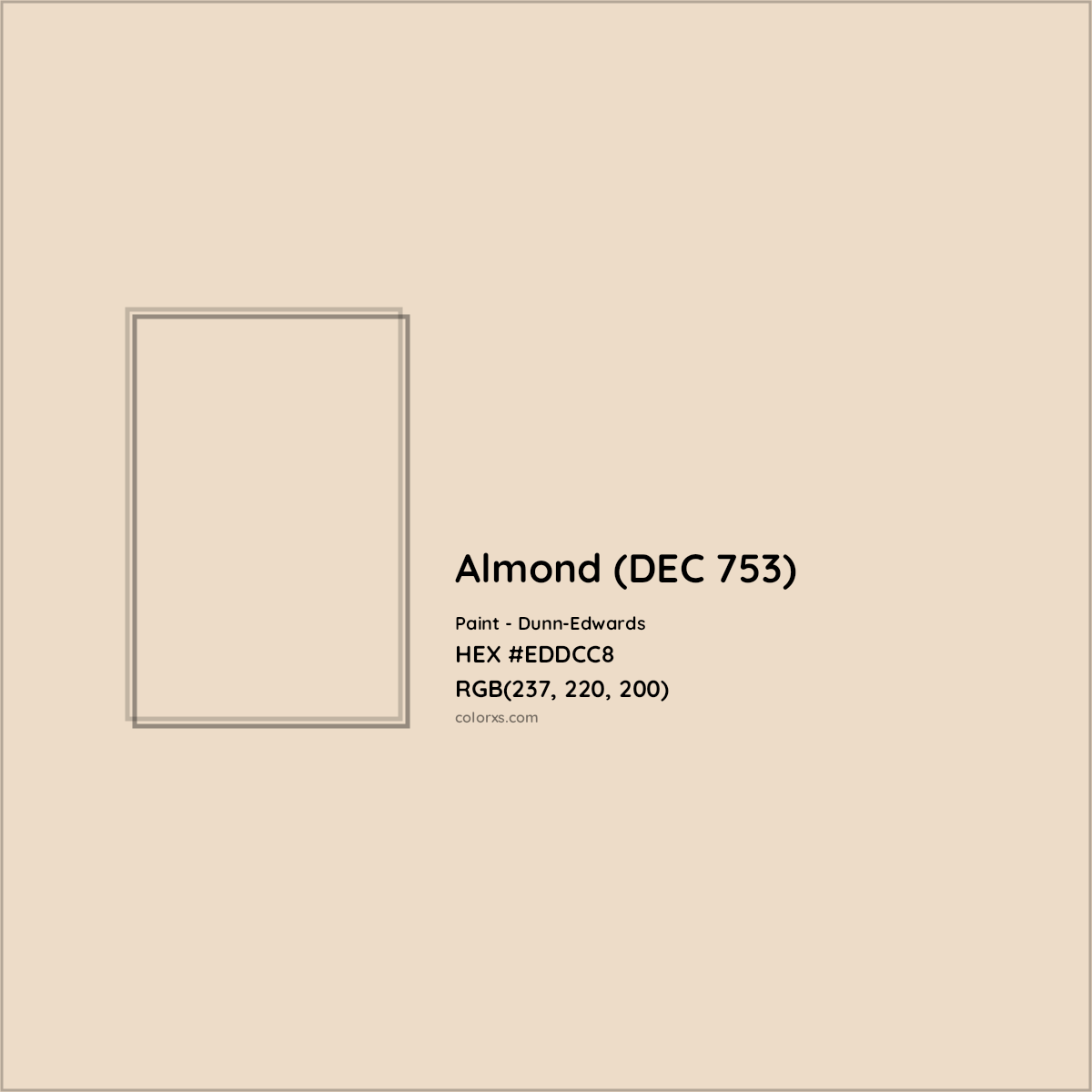 HEX #EDDCC8 Almond (DEC 753) Paint Dunn-Edwards - Color Code