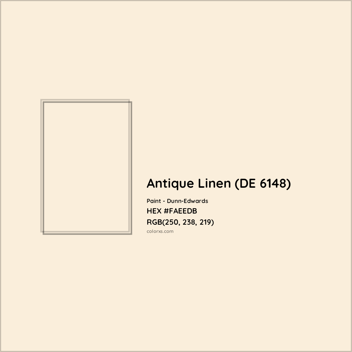 HEX #FAEEDB Antique Linen (DE 6148) Paint Dunn-Edwards - Color Code