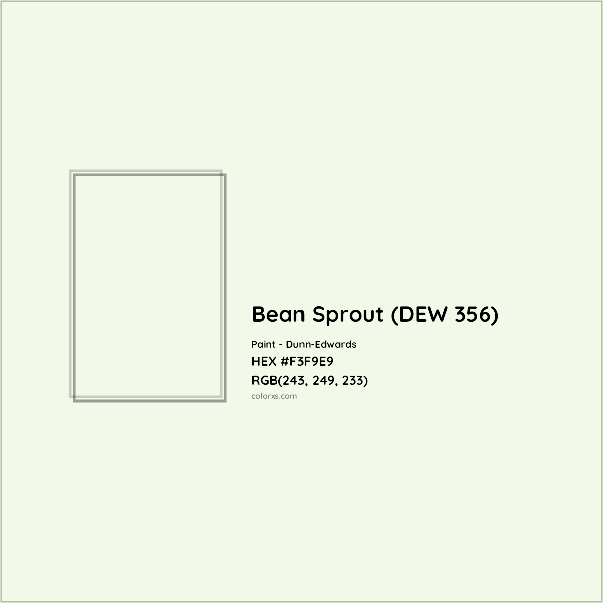 HEX #F3F9E9 Bean Sprout (DEW 356) Paint Dunn-Edwards - Color Code