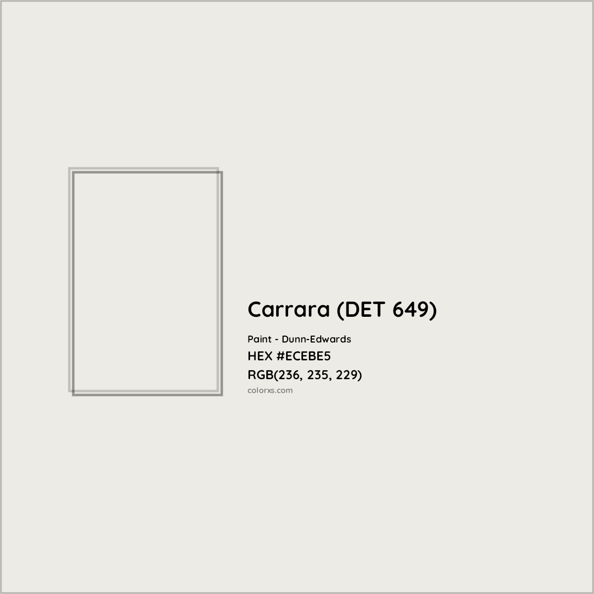 HEX #ECEBE5 Carrara (DET 649) Paint Dunn-Edwards - Color Code