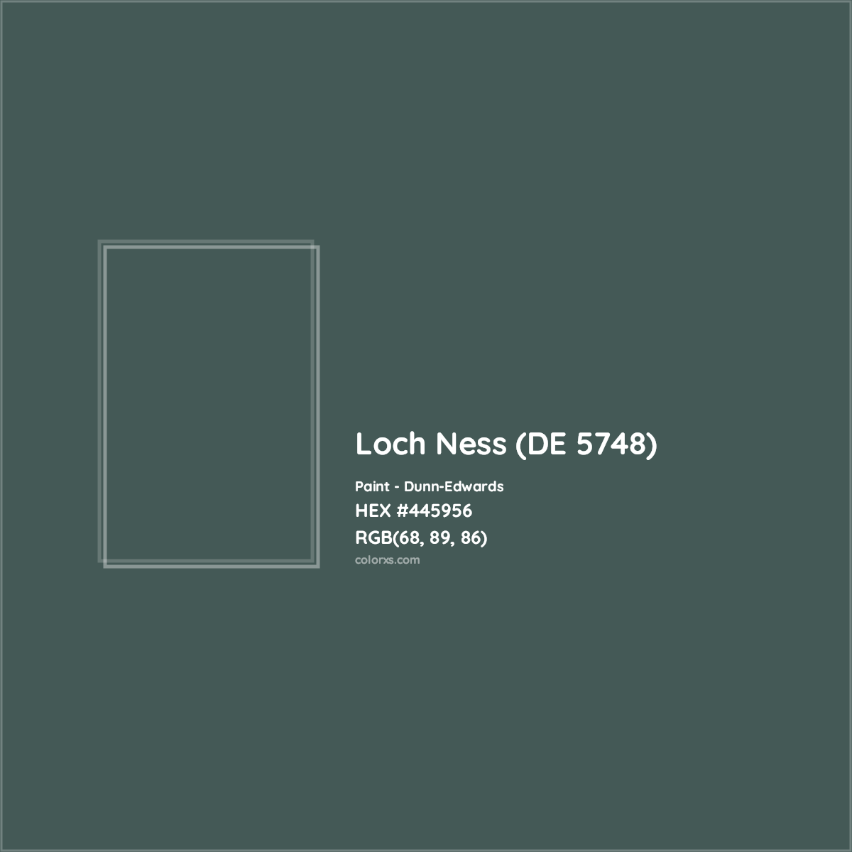 HEX #445956 Loch Ness (DE 5748) Paint Dunn-Edwards - Color Code