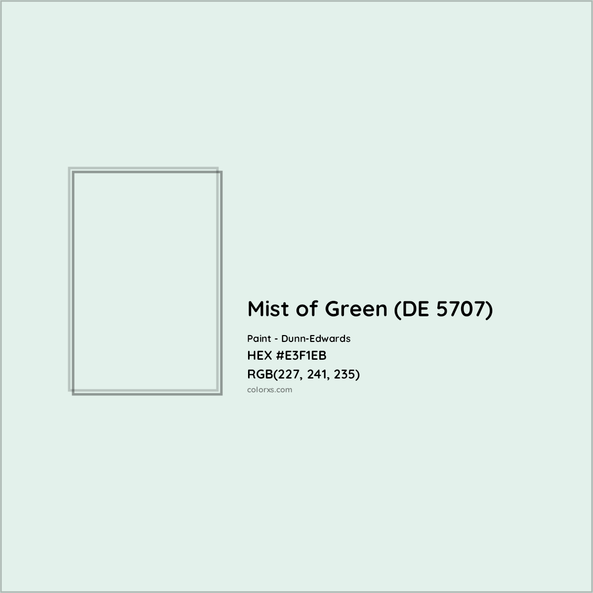 HEX #E3F1EB Mist of Green (DE 5707) Paint Dunn-Edwards - Color Code