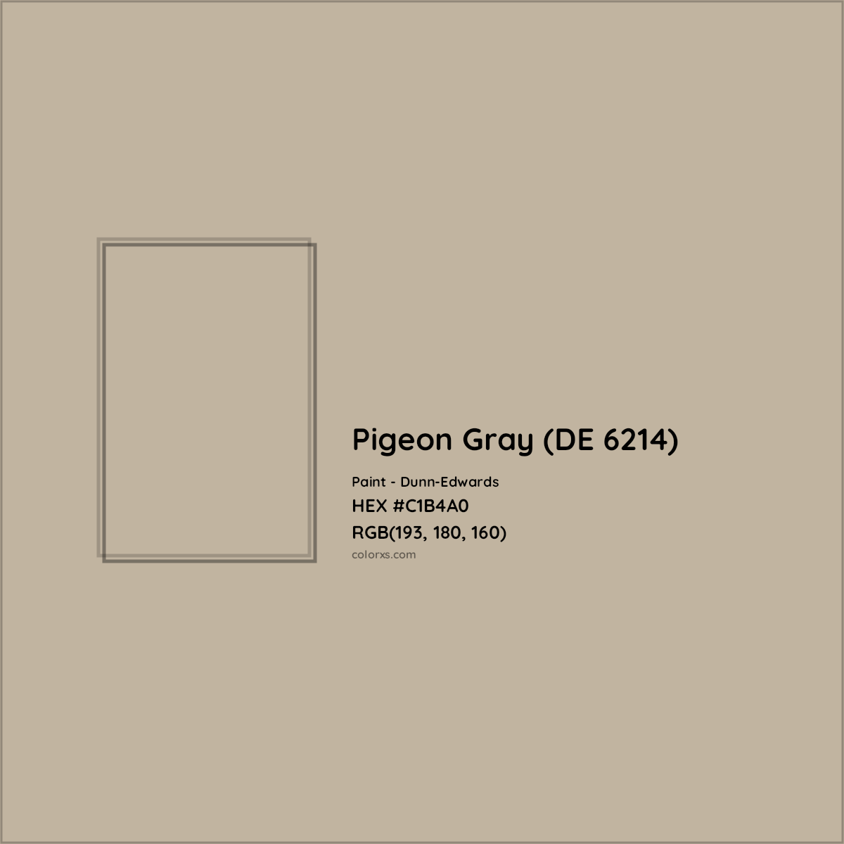 HEX #C1B4A0 Pigeon Gray (DE 6214) Paint Dunn-Edwards - Color Code